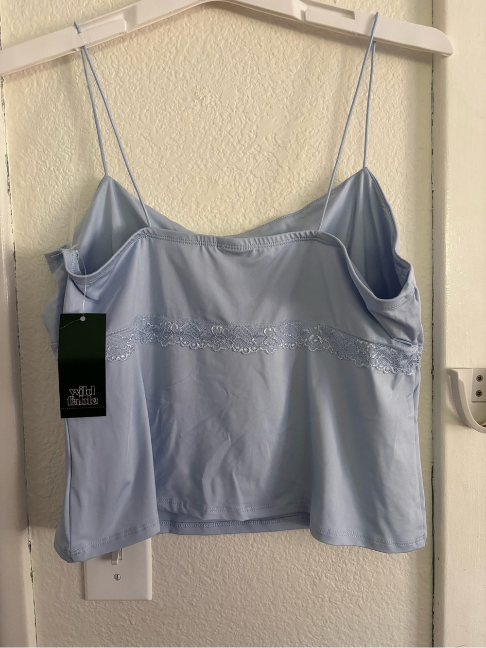 Light Blue size L Lace-Trim Cami Top - Picture 4 of 9